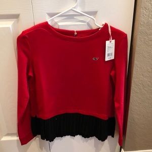 Vineyard Vines Girls Red Peplum Top Size 14